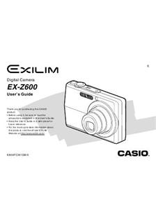 Casio Exilim EX Z 600 manual. Camera Instructions.